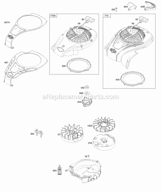 Blower_Housing_Flywheel_Rewind_Starter Diagram and Parts List for 09P602-0063-F1  Briggs and Stratton Engine